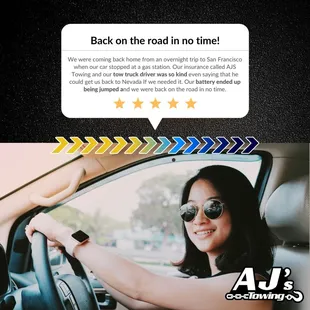 Service that speaks volumes!  At AJ's Towing, we believe in the power of exceptional service. Because when it comes to towing, it's not j