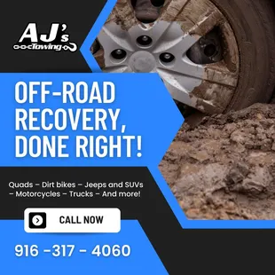 When you're stuck off the beaten path, we're here to get you out. From dirt bikes to heavy-duty trucks, we handle all off-road recovery need