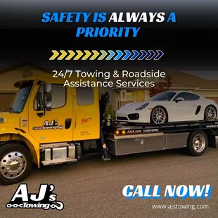 At AJ's Towing, safety is our top priority. Our advanced technology equips all our tow trucks, ensuring your vehicle is safely
