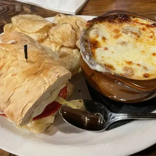 Lunch Special (1/2 sandwich soup)-- Italian on ciabatta, French onion soup with chips