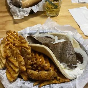 Gyro and Waffle Fries