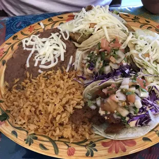 4 tocos dinner: fish, shrimp and chile reano