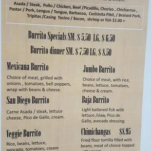 menu