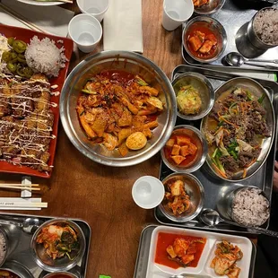 a table full of asian food