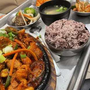 a variety of asian food