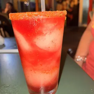 Sad margarita. Was delicious but didn't get glass as advertised. But saw everyone else with them.