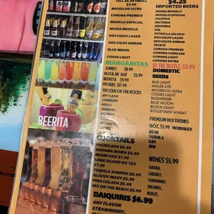 a menu for a beer shop