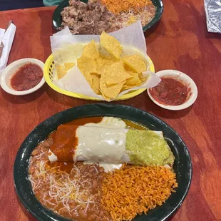 Burrito Bandero and Carnitas Plato