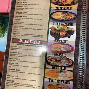 a menu for a mexican restaurant