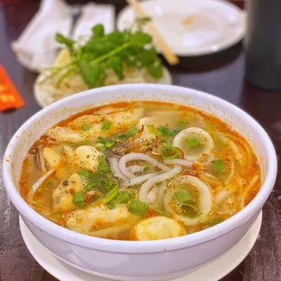 a bowl of soup on a table