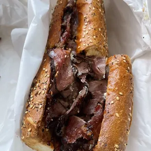 Tony's Hot Pastrami Sandwich on 3 seeded bun
