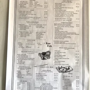 the menu for the lunch