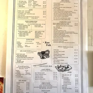 a menu for lunch