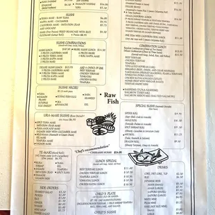 the menu of the restaurant