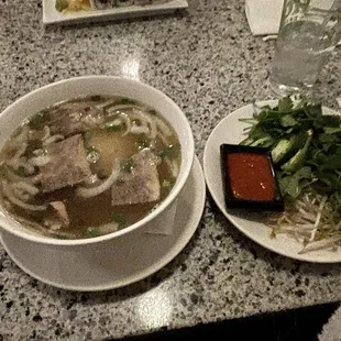Beef pho with brisket