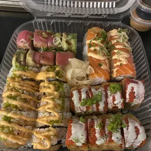 Ahi Hawaii Roll, Buffalo Roll, Deep Sea Roll, and the Gulf to Bay Roll