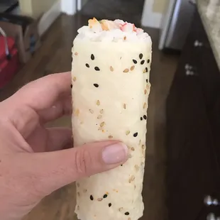 Size of the sushi burrito. This is a HALF!