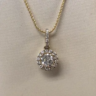 Diamond halo pendant
