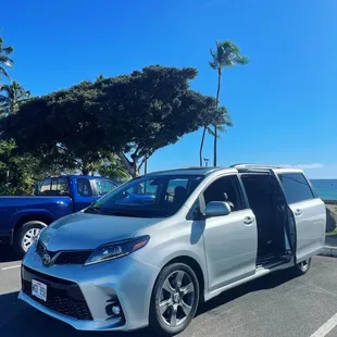 Living room on wheels. Our vans seat 7-8ppl