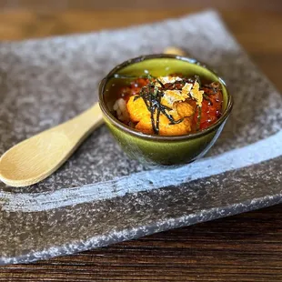 Mini Uni Ikura Don w/ 24k gold leaf flakes (included in omakase)