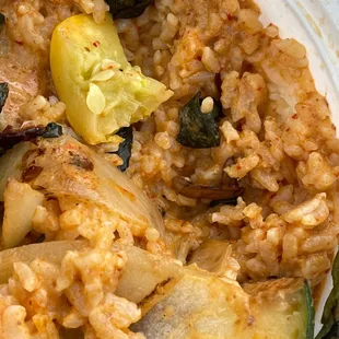 Vegetable curry with dried cockroach.