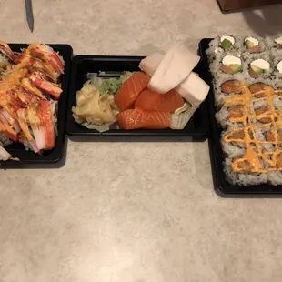 three different types of sushi