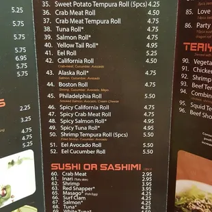 menu