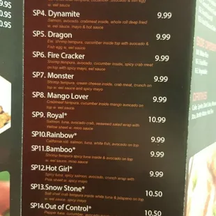 menu