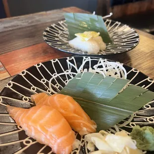 Salmon belly &amp; scallop sushi