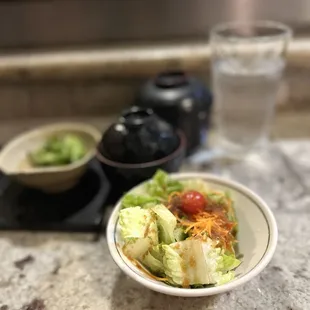 Salad and miso soup