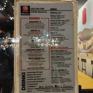 sushi and sashimi, menu