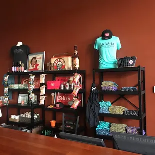 the bar counter and merchandise