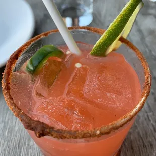 Fields on fire Spicy strawberry tequila . It has two different types of kicks!