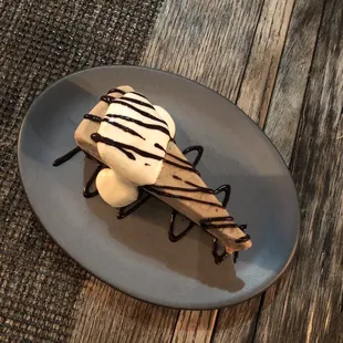 a dessert on a plate on a table
