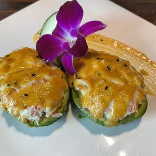 Baked seafood avocado without eel sauce