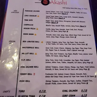 menu