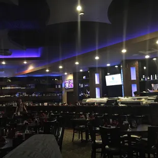 View of the restaurant and the lights change colors