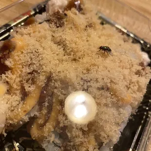 Ordered take out. When we got home and unpacked there was a fly inside my sushi container.