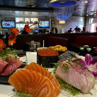 interior, sushi and sashimi