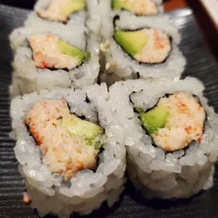 Real crab meat California rolls.