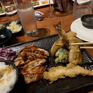 Chicken teriyaki Salmon Combo Plate Dinner