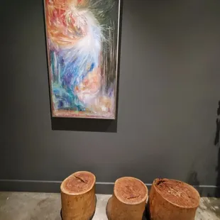 Seats were salvaged wood.