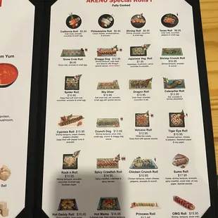 the menu of a japanese restaurant
