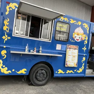 a blue food truck