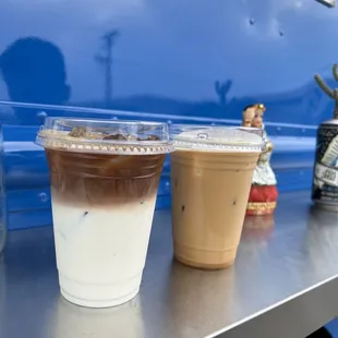 three cups of iced coffee