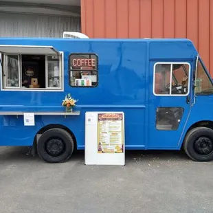 a blue food truck