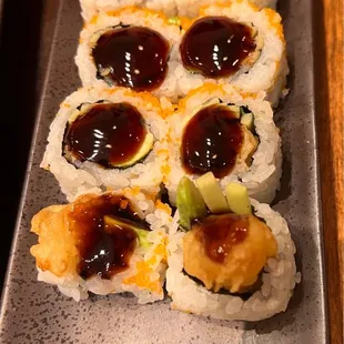 a plate of sushi