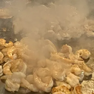 The shrimp on the flat top