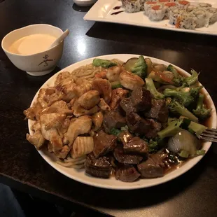 Hibachi steak and chicken. Dinner size.