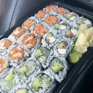 Cucumber Avocado Roll, Spicy Shrimp Roll, Spicy Crab Roll, Philadelphia Roll